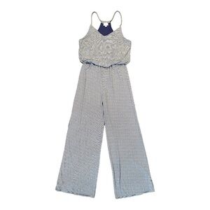 ROLLA COSTER, NAUTICAL LOOK JUMPSUIT IN NAVY & WHITE HORIZONTAL STRIPE, SIZE S